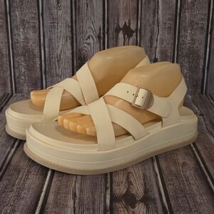 Sz 10 Womens Chaco Townes Midform Cream Leather Platform Sandals Worn 1X!